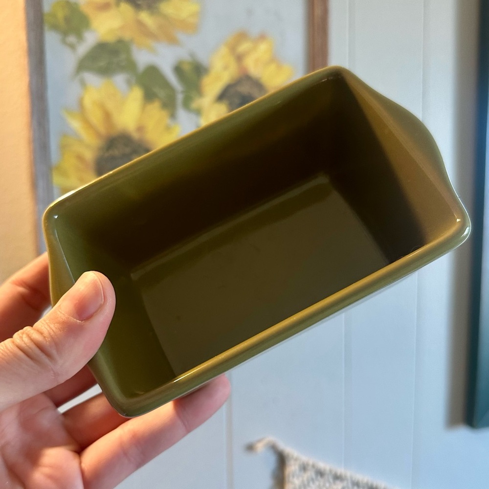vintage mini green baking dish